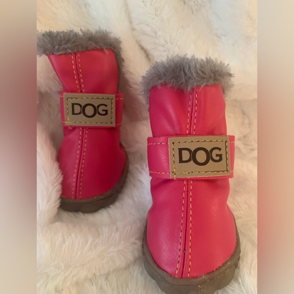 NEW Dog Boots by PAW ROLL•Pink•Lined With Soft Faux Fur•Velcro Closure - Picture 2 of 10